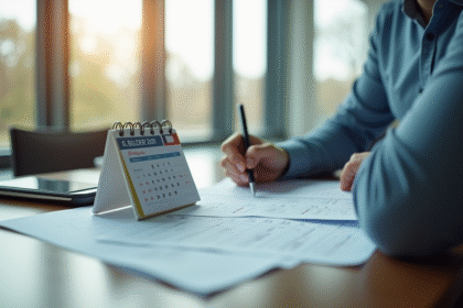 Personne au bureau remplissant papier avec permis de conduire français