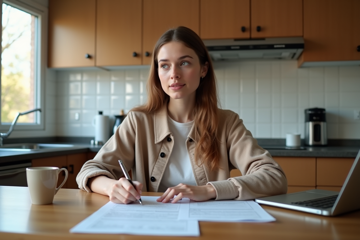 Jeune femme remplissant des papiers d