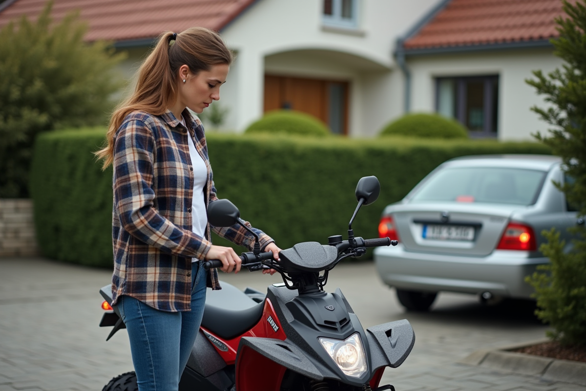 Femme regardant le tableau de bord d