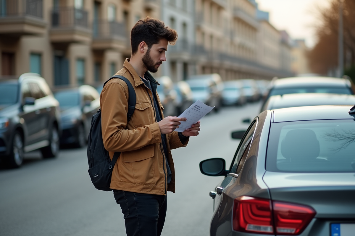 Jeune homme examinant son certificat d
