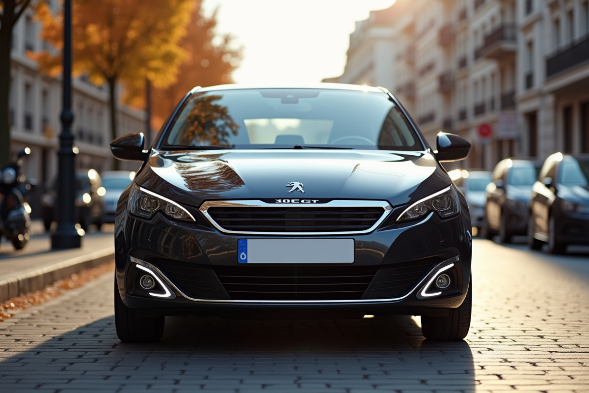 Peugeot 308 GT stationnée en ville en plein jour