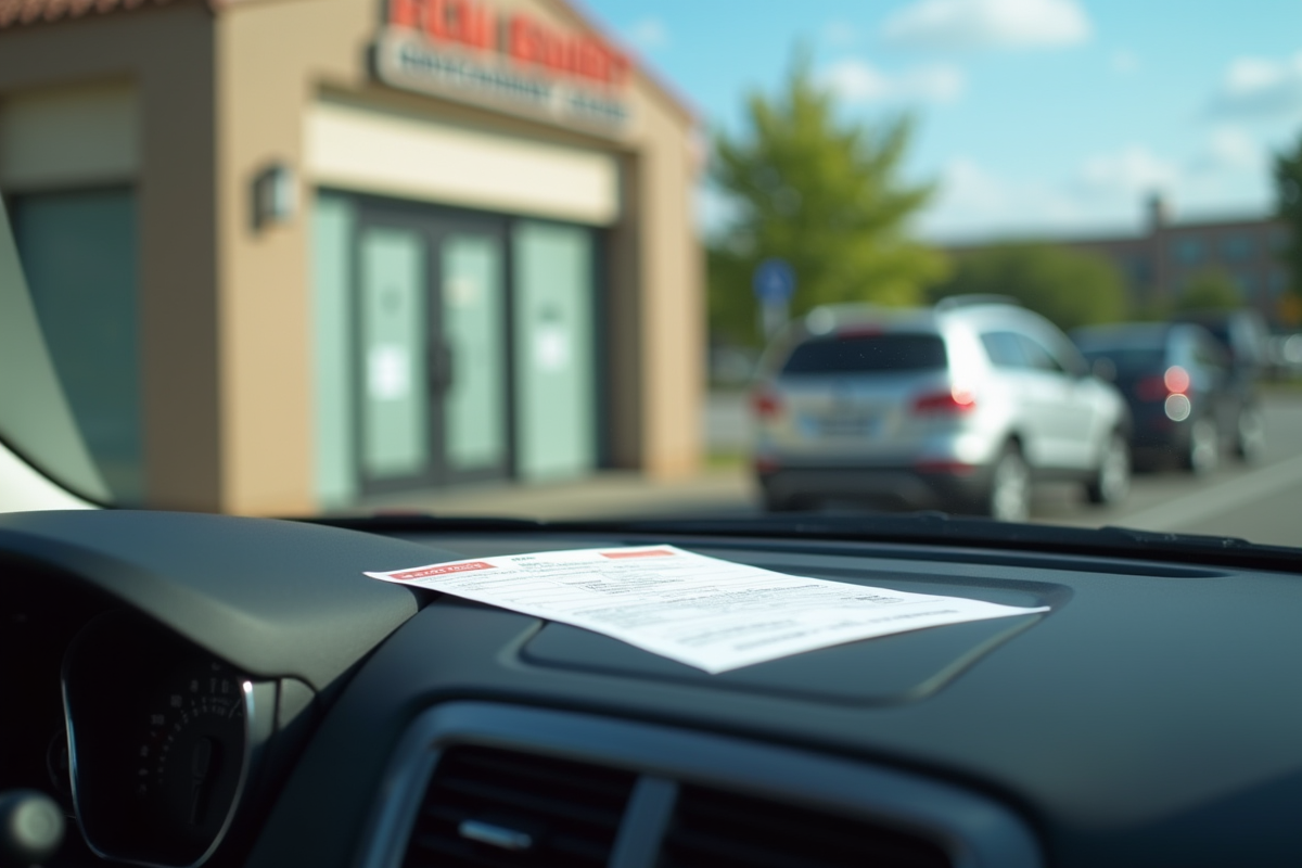 Tableau de bord de voiture avec papiers et permis à l